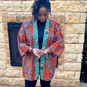 Orange & Teal Floral Light weight Jacket/Duster